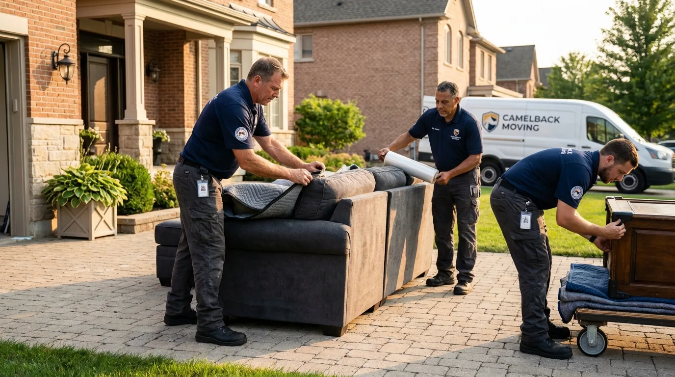 Large estate moving crew wrapping furniture in Dahlonega, GA